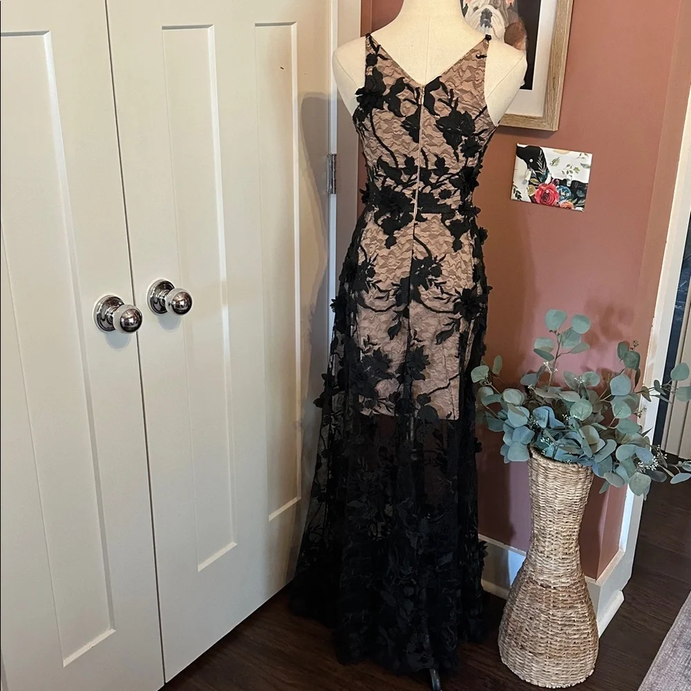 Dress the Population Sidney Black Floral Lace bodycon sheer lace XXS Maxi Dress - Picture 10 of 16